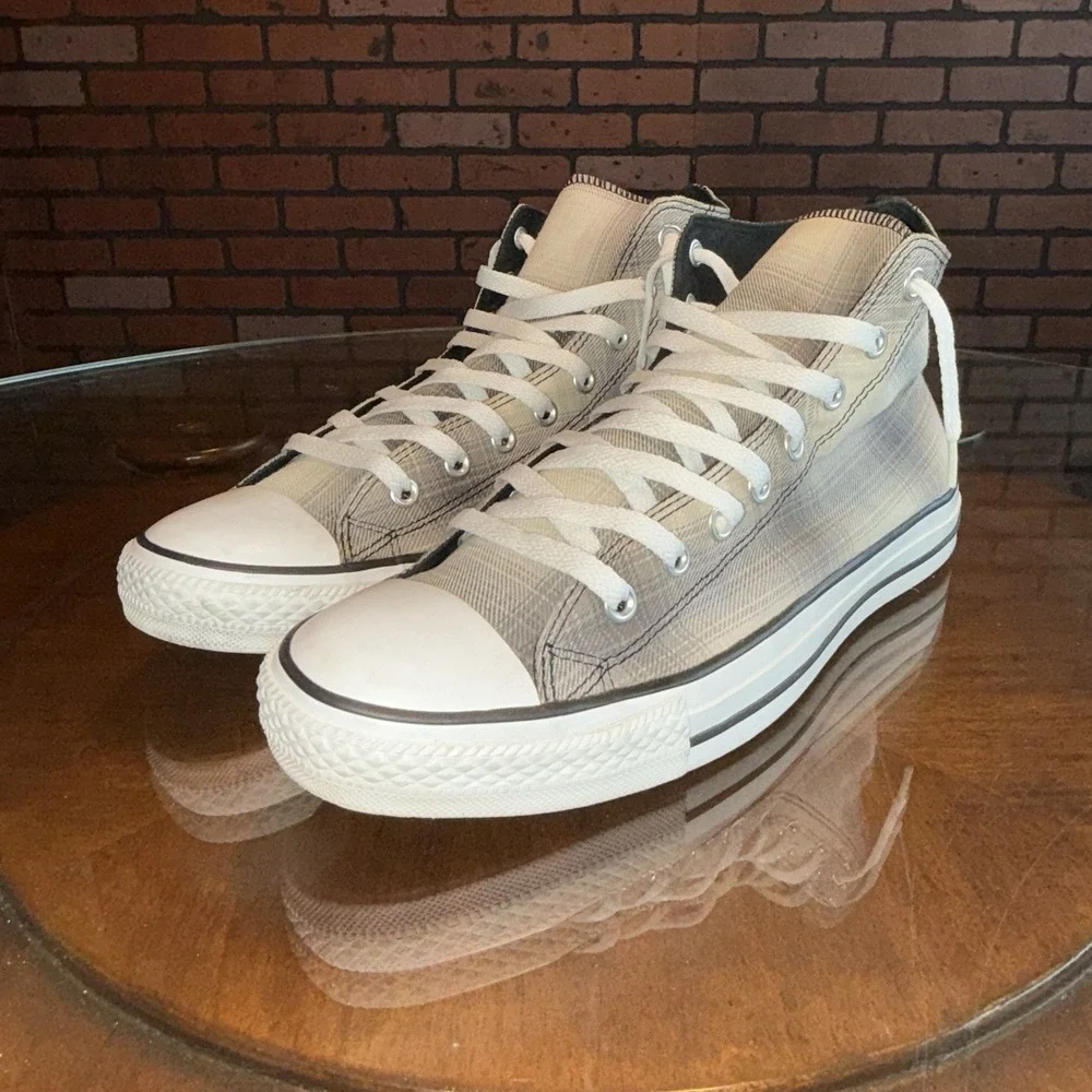 Men's Converse Chuck Taylor All Star High Top Sneakers Tan Plaid Size 12